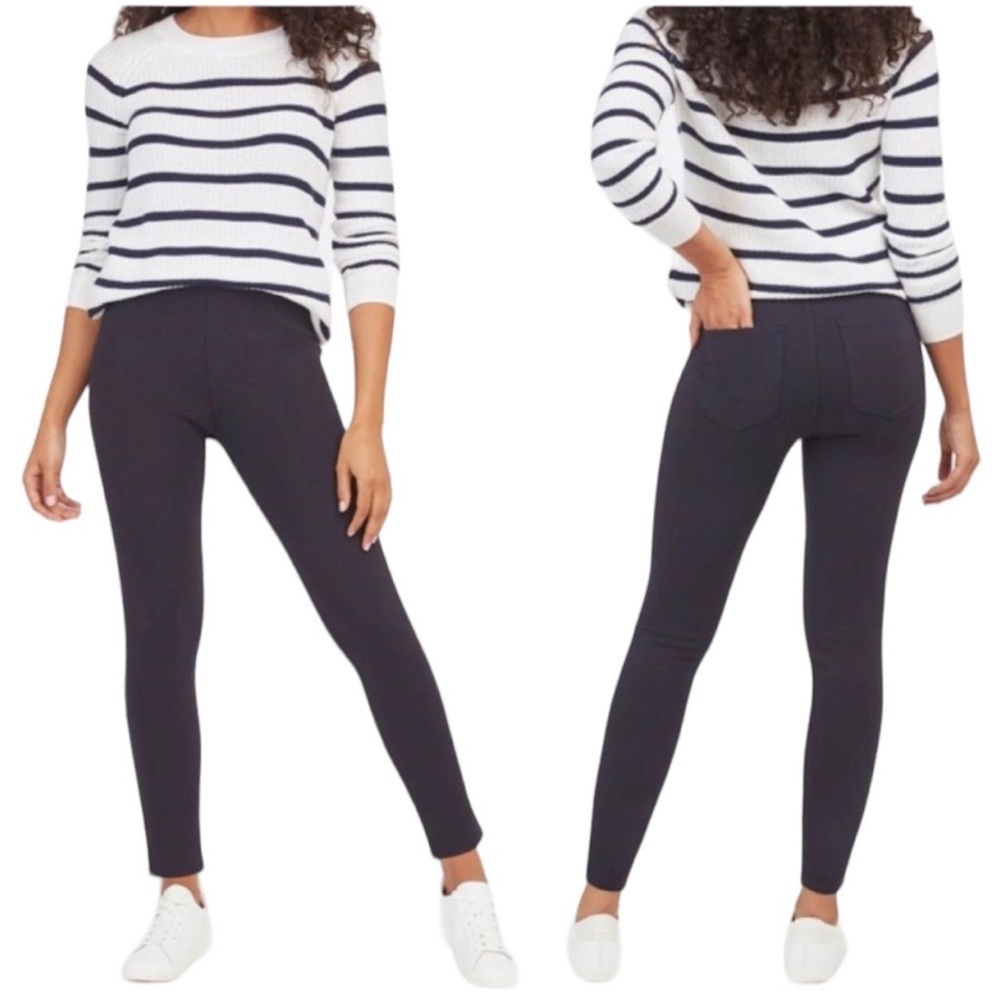 SPANX Pants The Perfect Ankle 4 Pocket Ponte Pull On Navy Blue Ankle Petite S